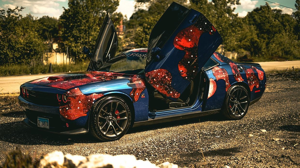 Check out @challygang_shawng Dodge Challenger from Chicago, IL featuring Vertical Doors, Inc. door conversion kit. AKA "Lambo Doors"