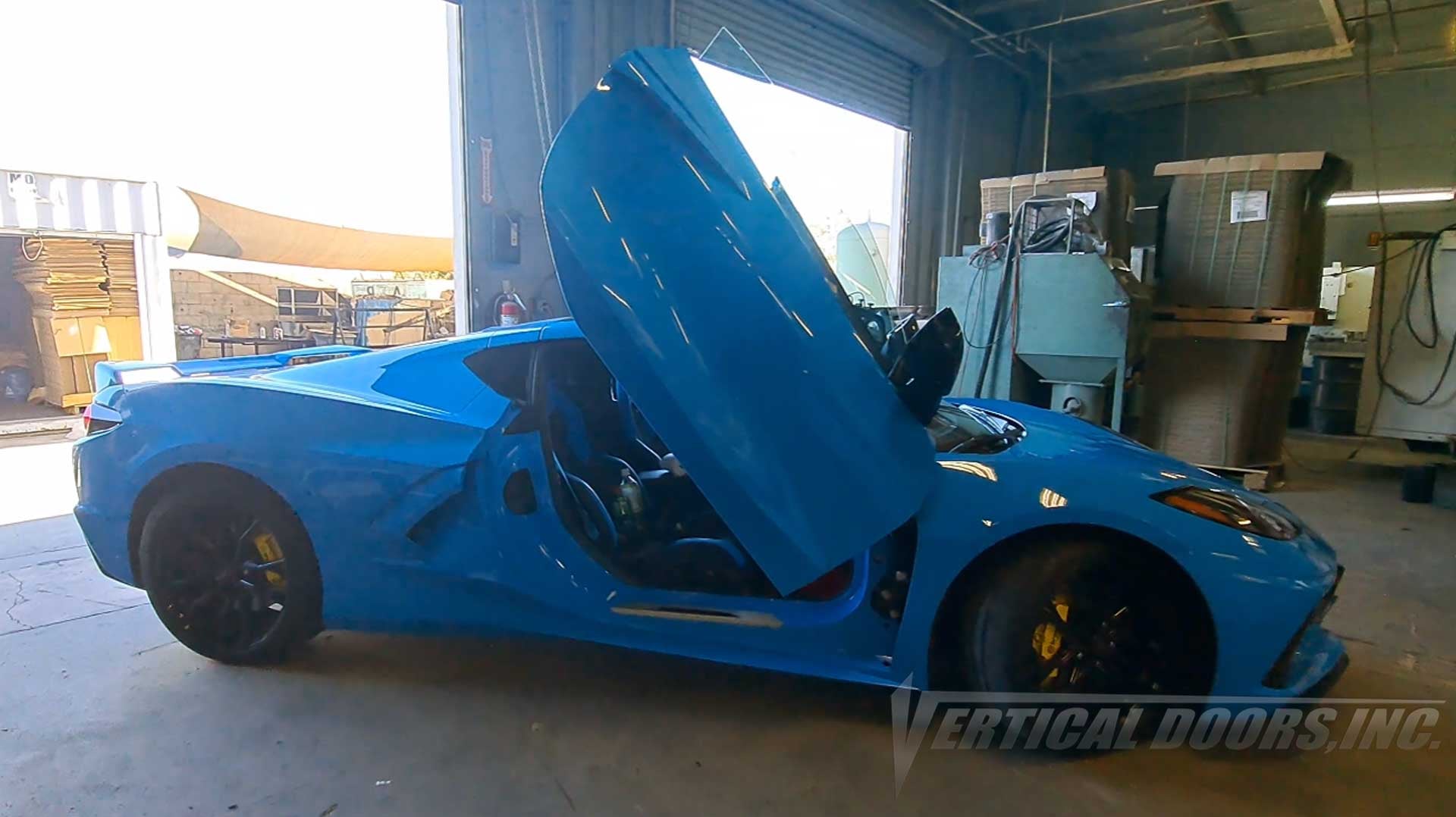 @caraudiocity Chevrolet Corvette C8 from San Diego California featuring Door conversion kit by Vertical Doors, Inc. AKA "Lambo Doors"