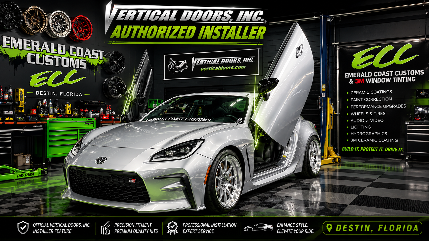 Vertical Door Kit Installer in Destin, FL | Emerald Coast Customs & 3M Window Tinting | VDI Installer Feature