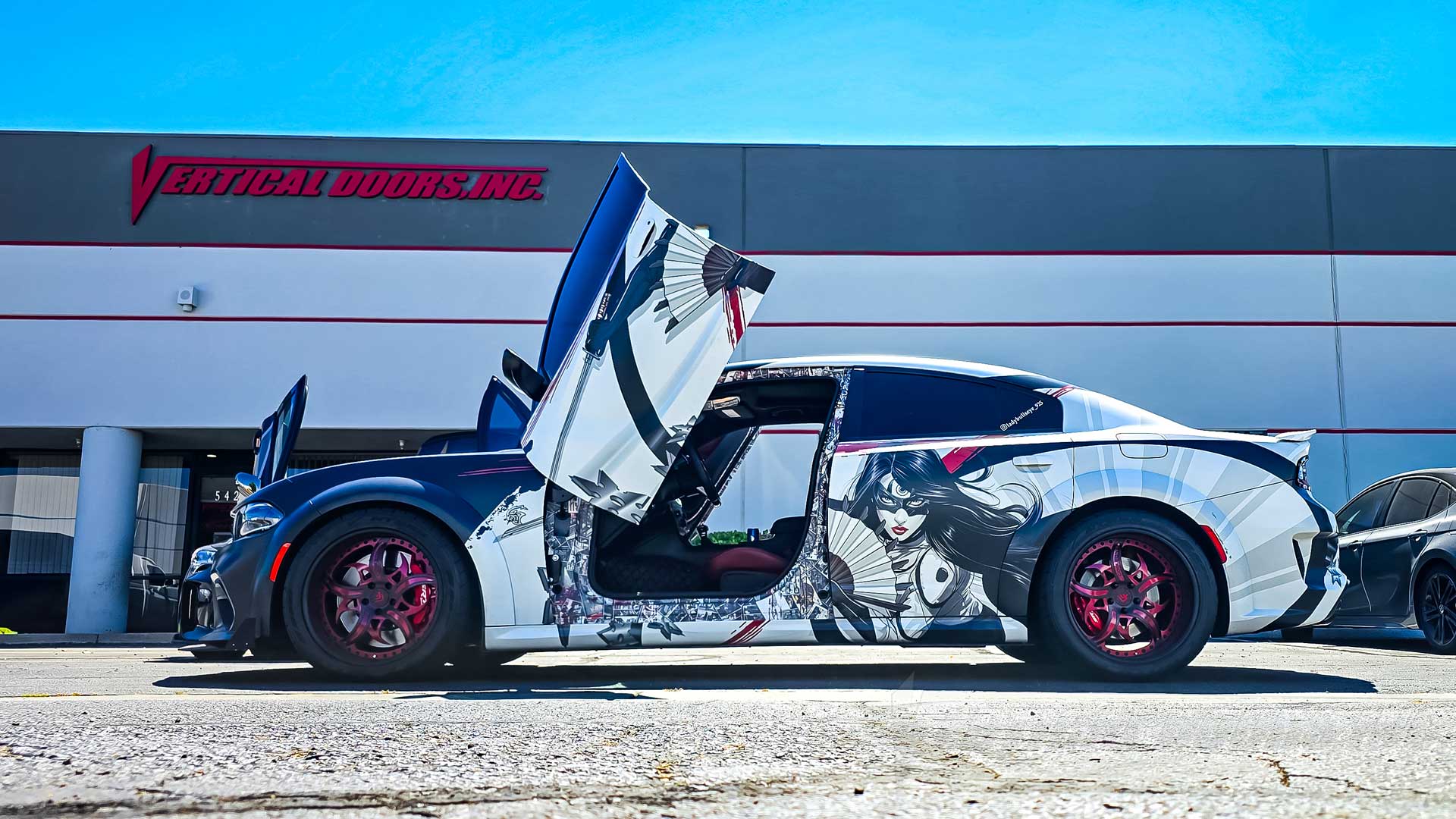 @ladybullseye_925 Dodge Charger Hellcat Widebody Jailbreak from the Bay Area CA is now rocking the ultimate upgrade, a Vertical Doors, Inc. Lambo Door Conversion Kit., VDCDC11, Mopar, SXT, GT, R/T, Scat Pack, Scat Pack Widebody, Hellcat Widebody Jailbreak, SRT Hellcat Redeye Jailbreak, lambo doors, vertical doors, door conversion, scissor doors, butterfly doors, wing doors, Dodge Charger lambo doors, Dodge Charger vertical doors, Dodge Charger door conversion, Dodge Charger scissor doors, Dodge Charger butt