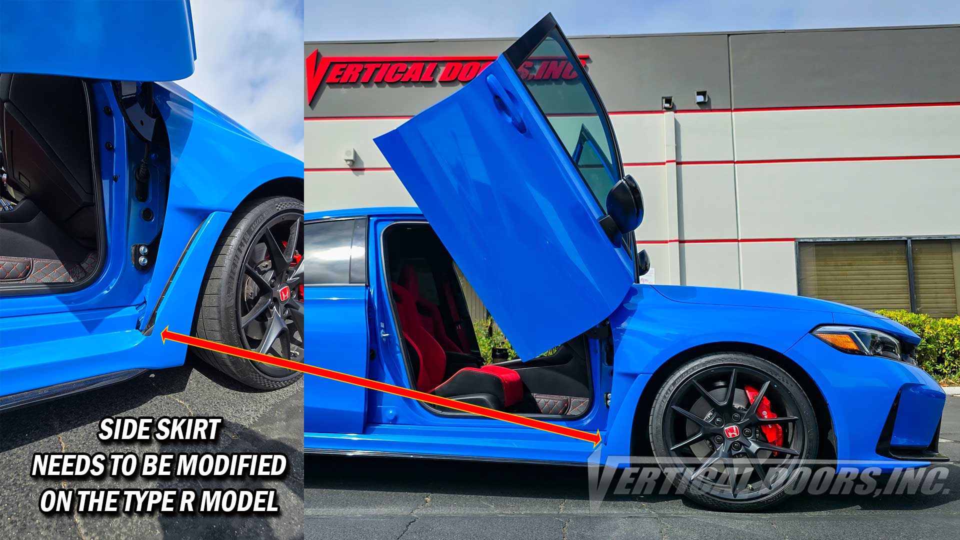 Lambo door hinge conversion kit compatible with the Honda Civic 2022-2024 4DR by Vertical Doors Inc.