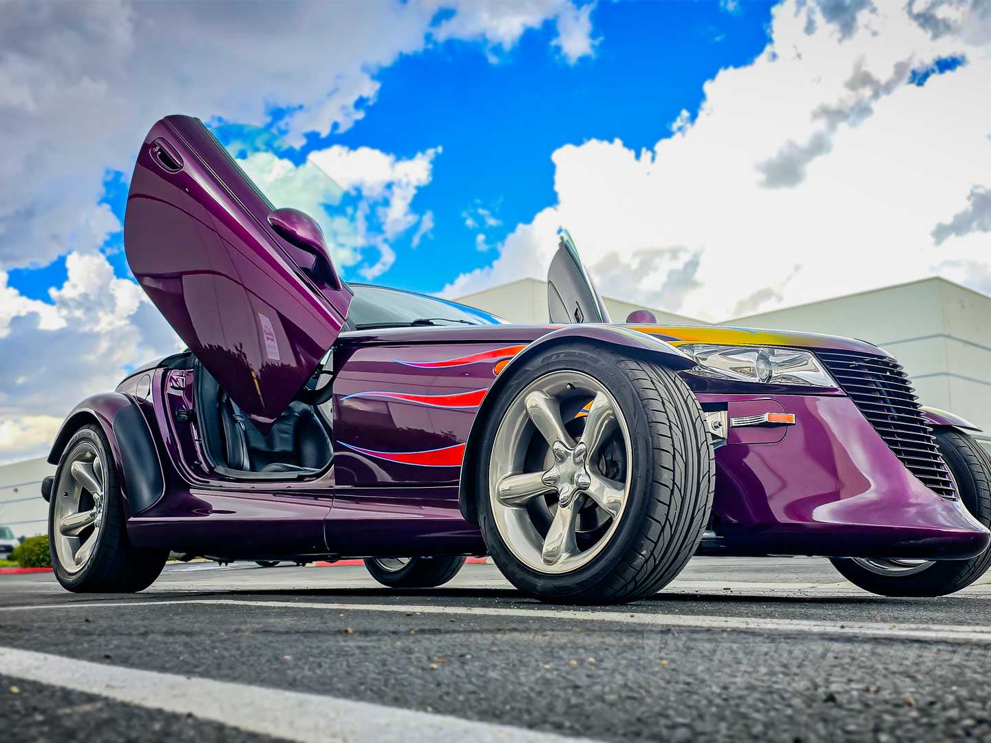Crysler / Plymouth Prowler 1997-2002 Lambo Door Conversion Kit manufactured and installed by Vertical Doors, Inc., 3725, VDCPP9702, Plymouth Prowler, Chrysler Prowler, Roadster 2D, Woodward Edition, Black Tie Edition, retro, hot rod, sportster, Vertical Doors Inc, Lambo Doors, Vertical Doors, door conversion, scissor doors, butterfly doors, wing doors, repost, Prowler Lambo Doors, Prowler Vertical Doors, Prowler door conversion, Prowler scissor doors, Prowler butterfly doors, Prowler wing doors