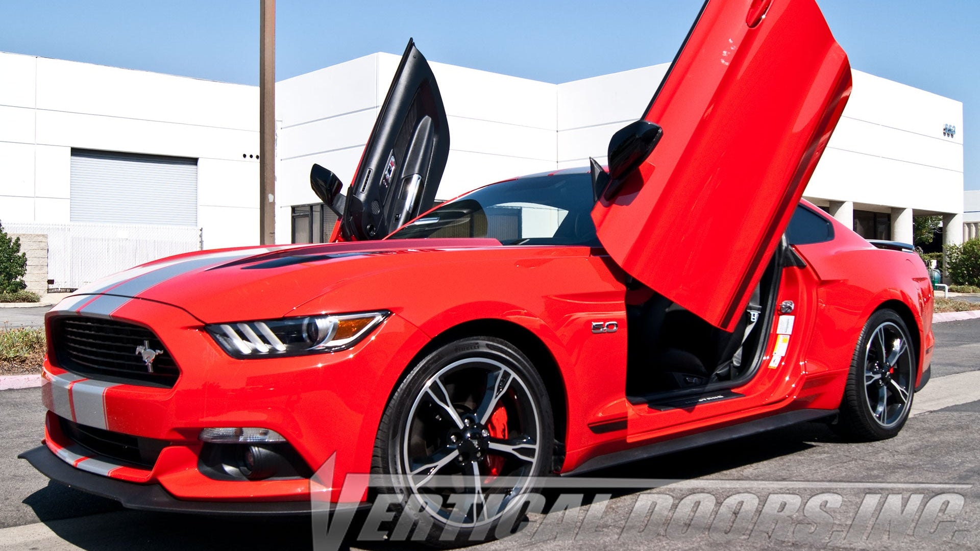 Ford Mustang 2015-2023 Lambo Door Conversion Kit by Vertical Doors Inc. VDCFM15, ford mustang, ford, mustang, 6thgen, stang, lambo doors, vertical doors, door conversion, scissor doors, butterfly doors, wing doors,