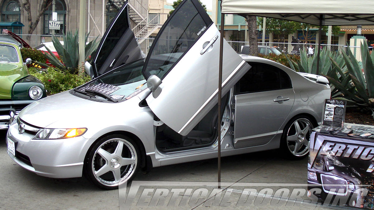 Lambo door hinge conversion kit compatible with the Honda Civic 2006-2011 4DR by Vertical Doors Inc.