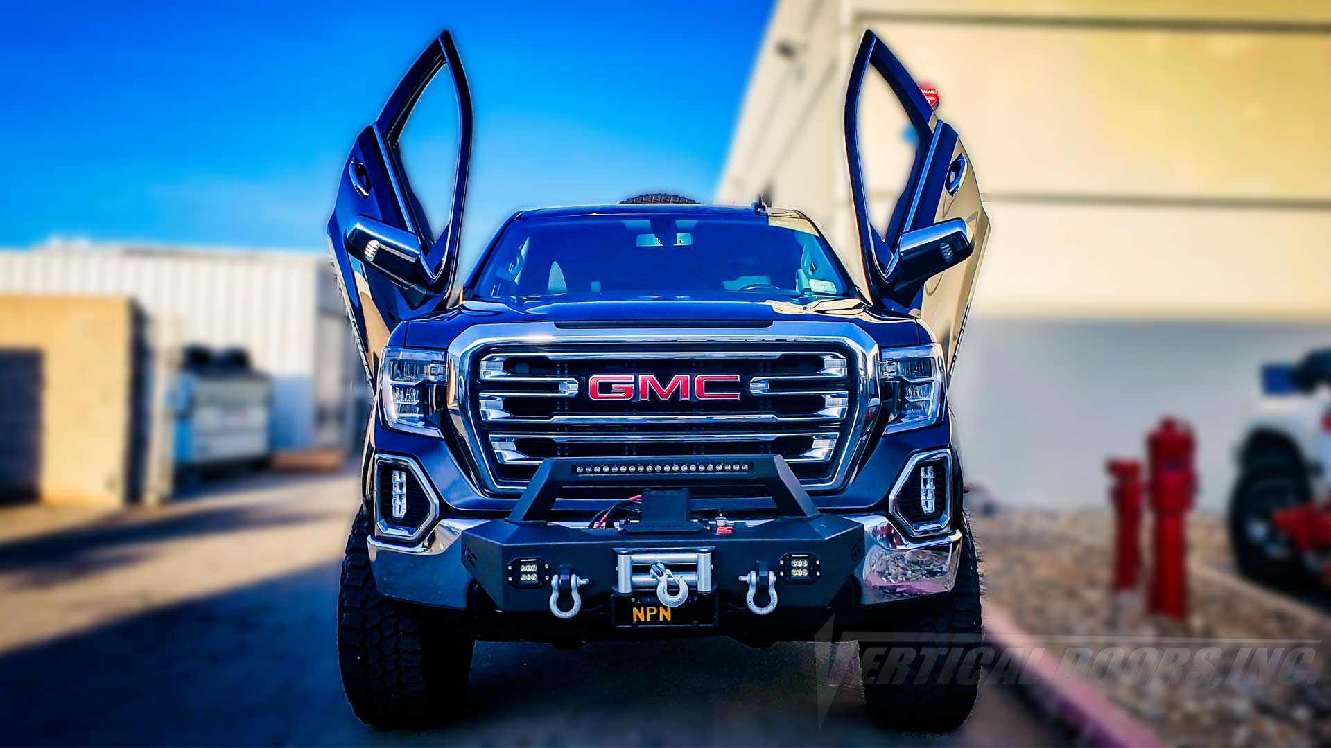 GMC Sierra 2019-2024 Vertical Lambo Door Conversion Kit by Vertical Doors Inc., VDCGMCSIER19Pro, SLE, Elevation, GMC Truck, GMT T1XX, Sierra 1500 SLE, SLT, AT4, Denali, WT, Custom, Custom Trail Boss, LT, RST, LT Trail Boss, LTZ, High Country.