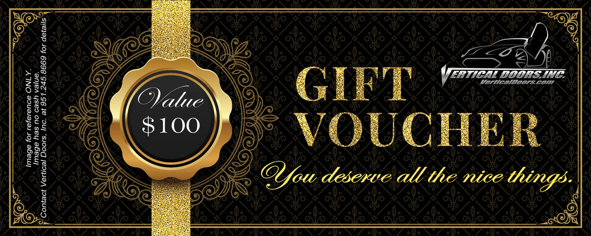$100 Gift Card from Vertical Doors, Inc to purchase Lambo Doors Kit, Apparel or anything else on the store.