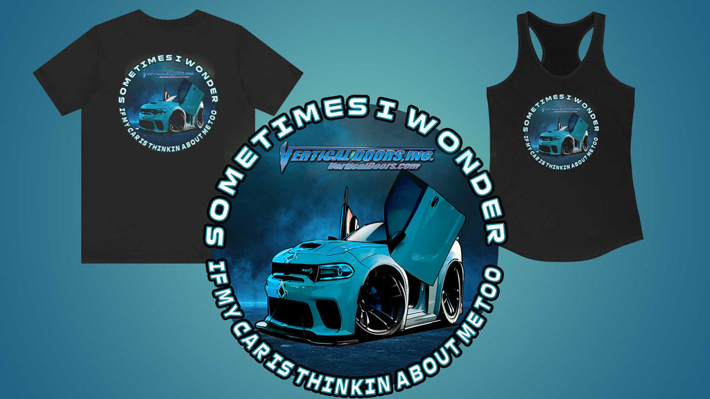 @l3oxilustrador cartoon illustration of sharkbait_717 Dodge Charger with the lambo doors up