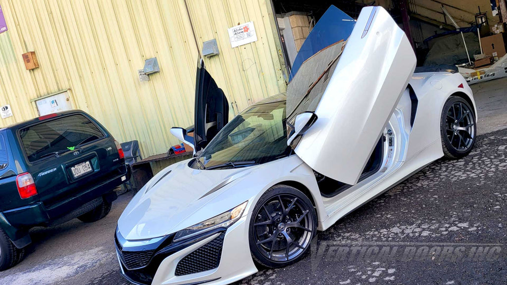 Acura NSX from Hawaii with lambo doors conversion kit by Vertical Doors, Inc. installed by Automotive Concepts.