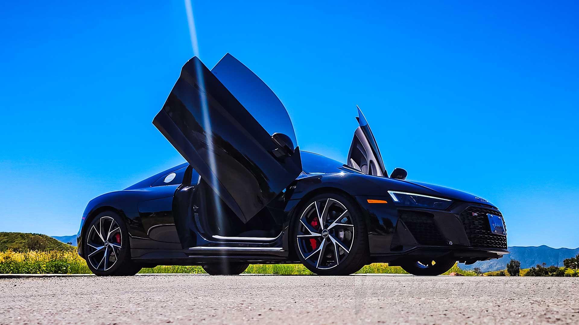 Lambo Doors on an Audi R8 V10 second Gen Manufactured and Installed by Vertical Doors, Inc.
