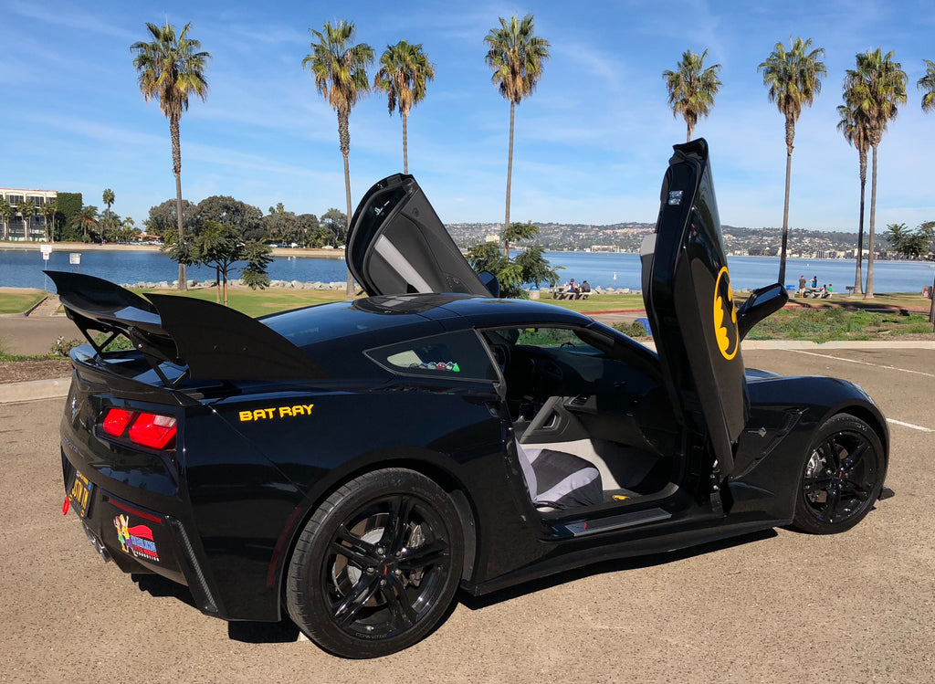 Healing Little Heroes Foundations, showing off it's Bat-Ray C7 Corvette with Lambo Doors