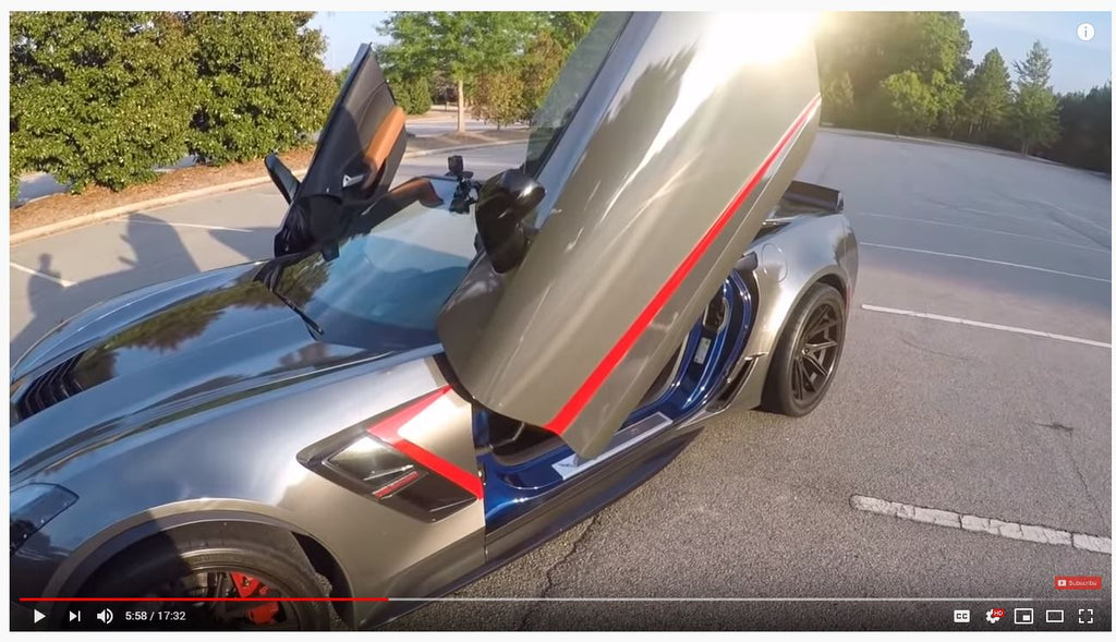 CGarnerSpeed252 | YouTube Channel |  Chevrolet Corvette C7 Grand Sport featuring Vertical Doors, Inc., vertical lambo doors conversion kit.
