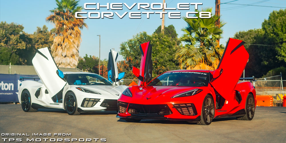 Installer | TPS Motorsports | Santa Clara, CA | Chevrolet Corvette C8 featuring Vertical Doors, Inc., vertical lambo doors conversion kit.