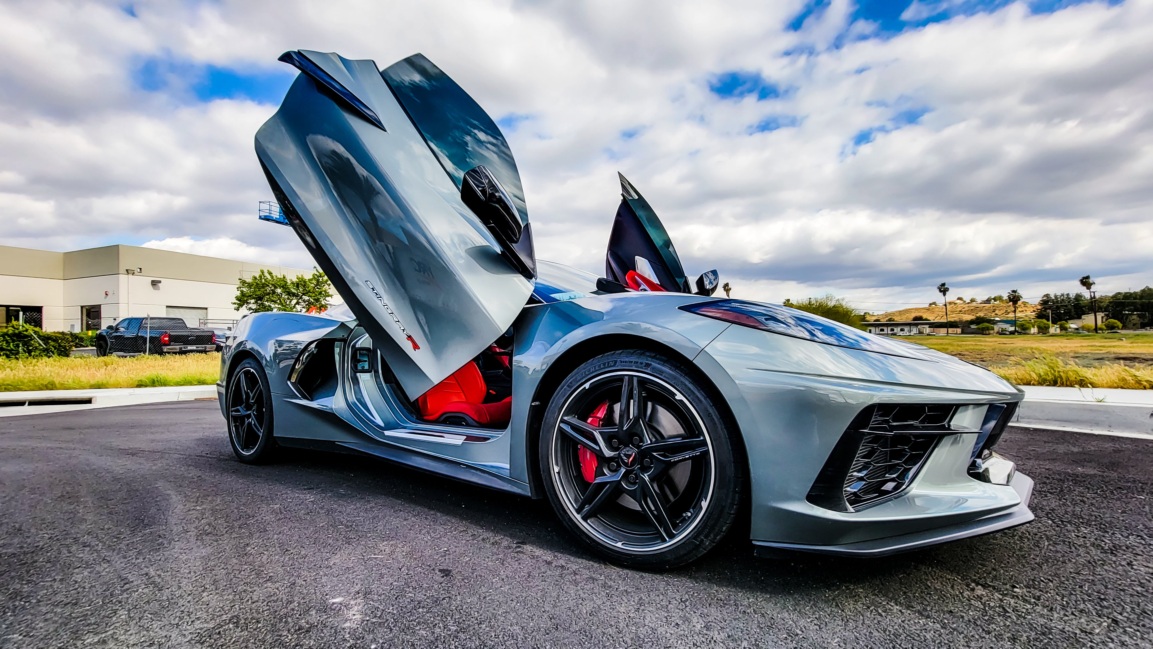 Chevrolet Corvette C8 R featuring Door conversion kit by Vertical Doors, Inc. AKA "Lambo Doors"