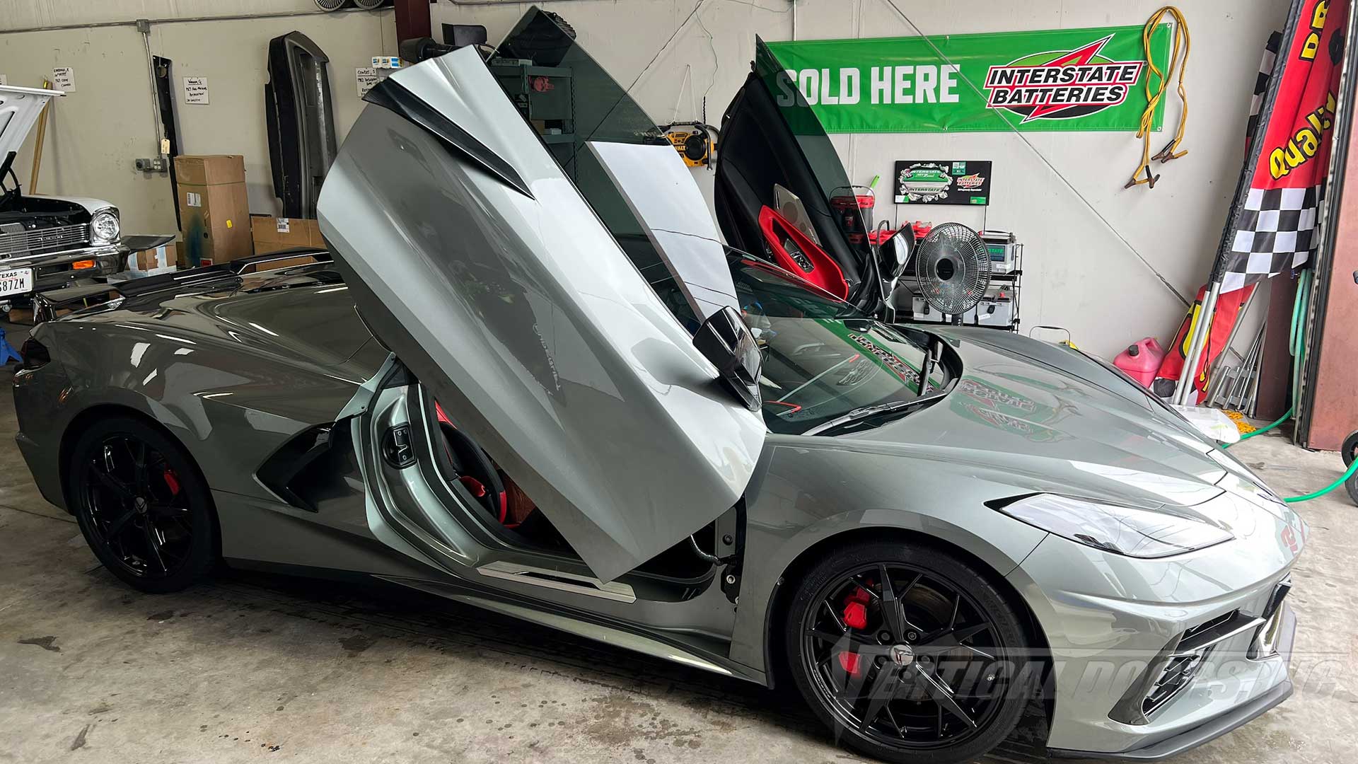 Installer | OnPoint Auto Customs, LLC | Bacliff, Texas 77518 | Chevrolet Corvette C8 featuring Vertical Doors, Inc. lambo door conversion kit.
