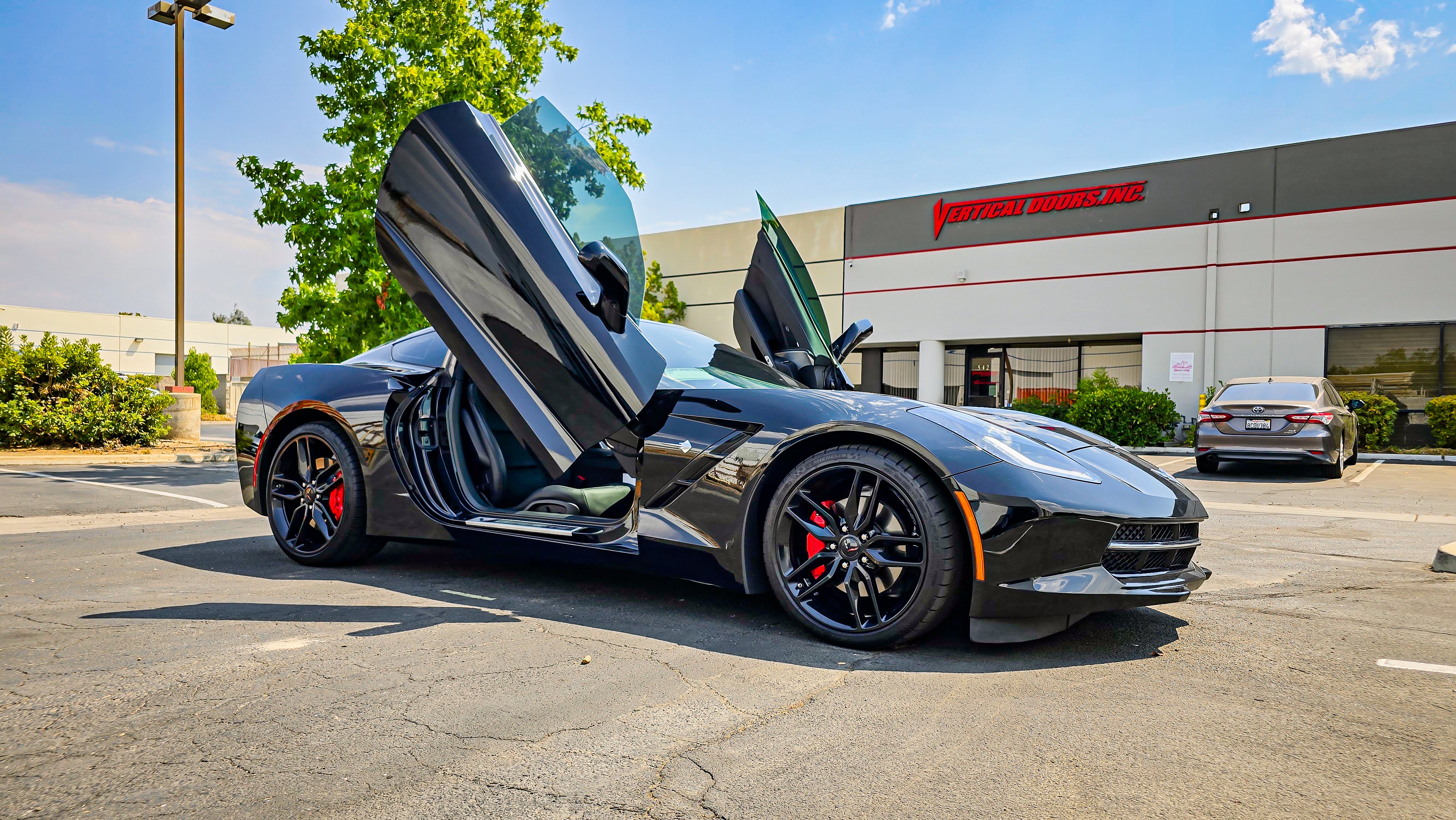 @akarydal black Chevrolet Corvette C7 from California getting lambo door conversion kit Installed by Vertical Doors, Inc. 71224