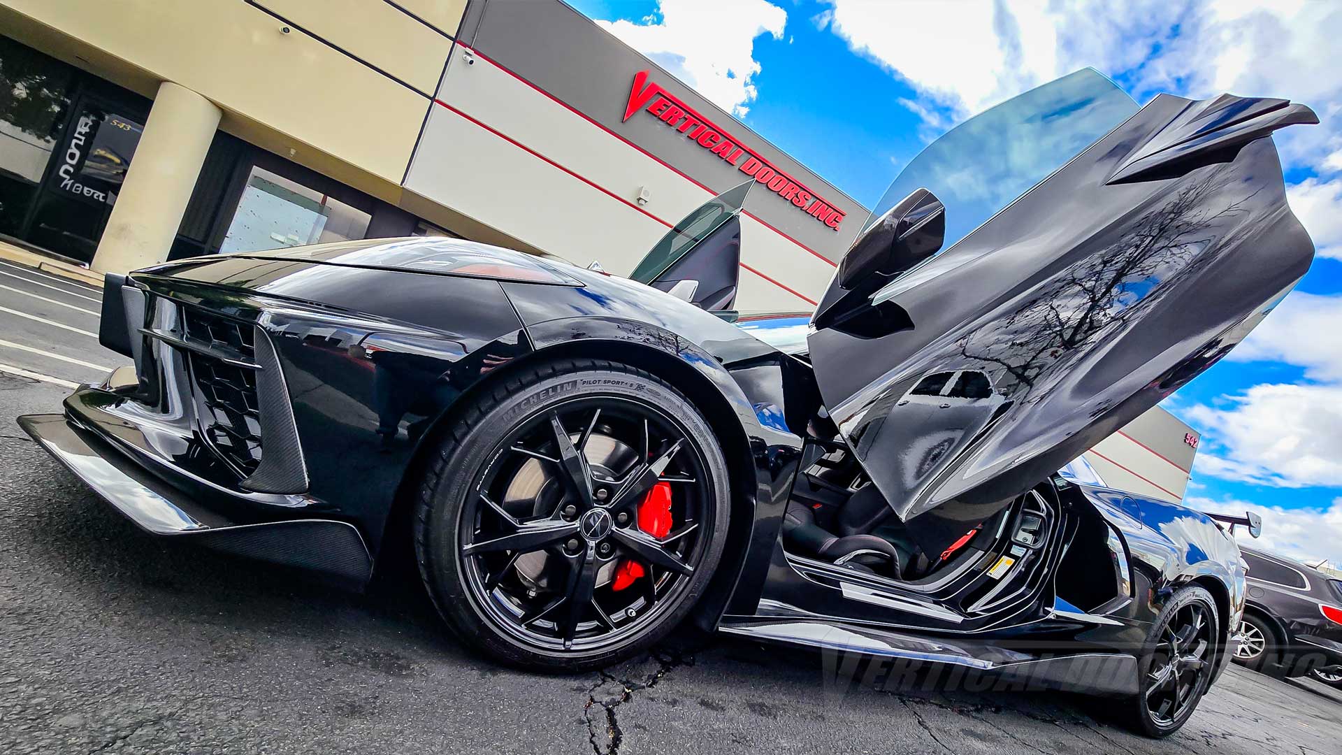 Lambo door conversion hinge kit for the Chevrolet Corvette C8 just got installed by Vertical Doors Inc. in Lake Elsinore California. 11725