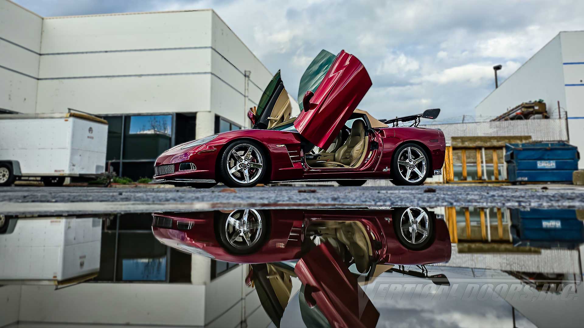 Chevrolet Corvette C6 Lambo Doors manufactured and Installed by Vertical Door, Inc., in Lake Elsinore California.