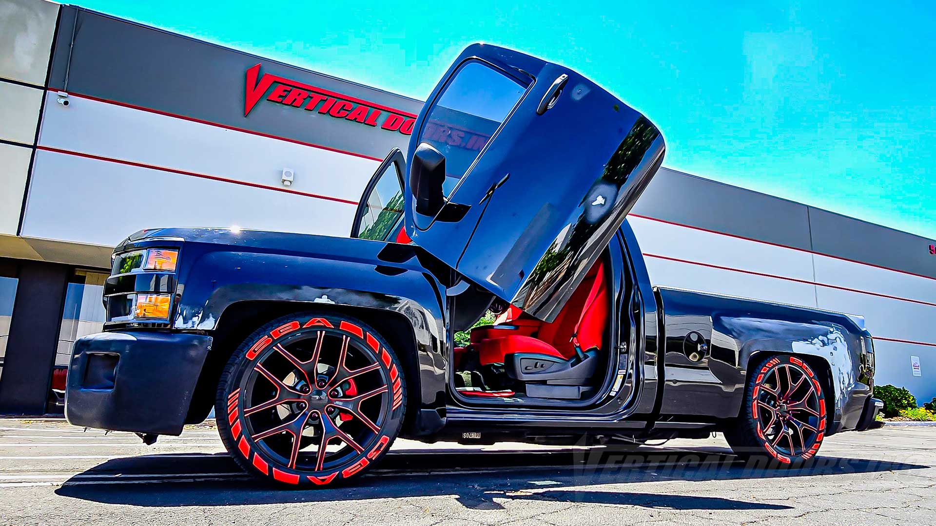 La Diabla Gets Lambo Doors! Vertical Doors, Inc. Transforms a 2014 Chevrolet Silverado with Our Signature Kit