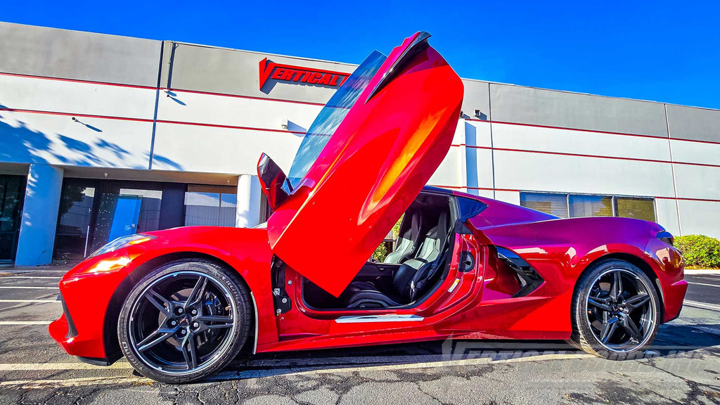 Anthony’s Chevrolet Corvette C8 from California showing off his Vertical Door Conversion kit from Vertical Doors, Inc.