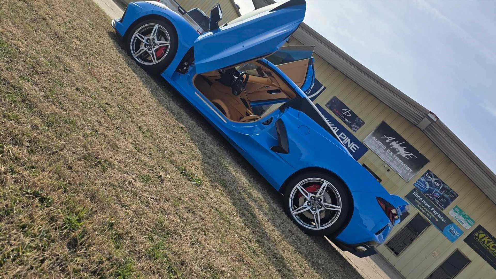 Vertical Door Installer | Audio Extremist, LLC | Oklahoma City, OK | Vertical Door Kit Installed on a Chevrolet Corvette C8