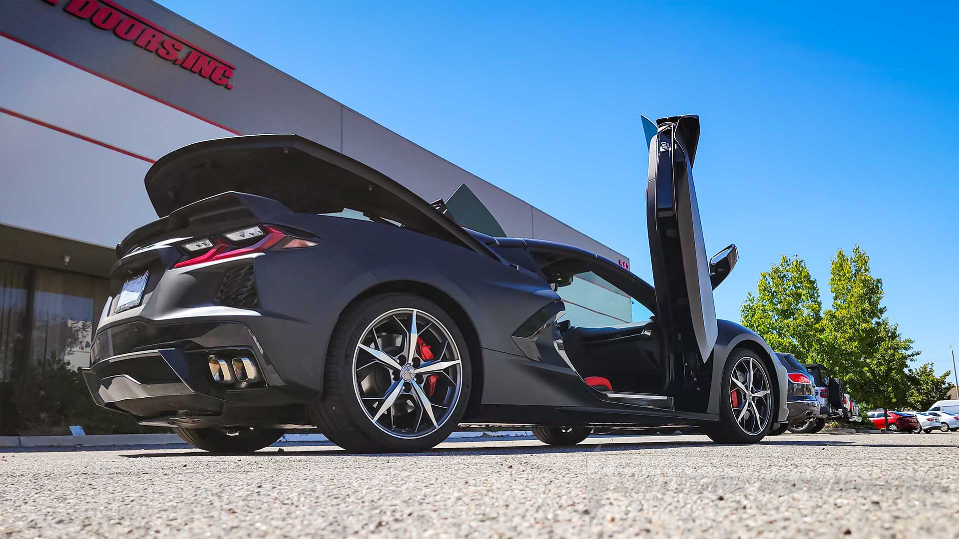 Vertical Lambo Door Conversion Kit for the Corvette C8 Manufactured and Installed by Vertical Doors Inc., VDCCHEVYCORC820.