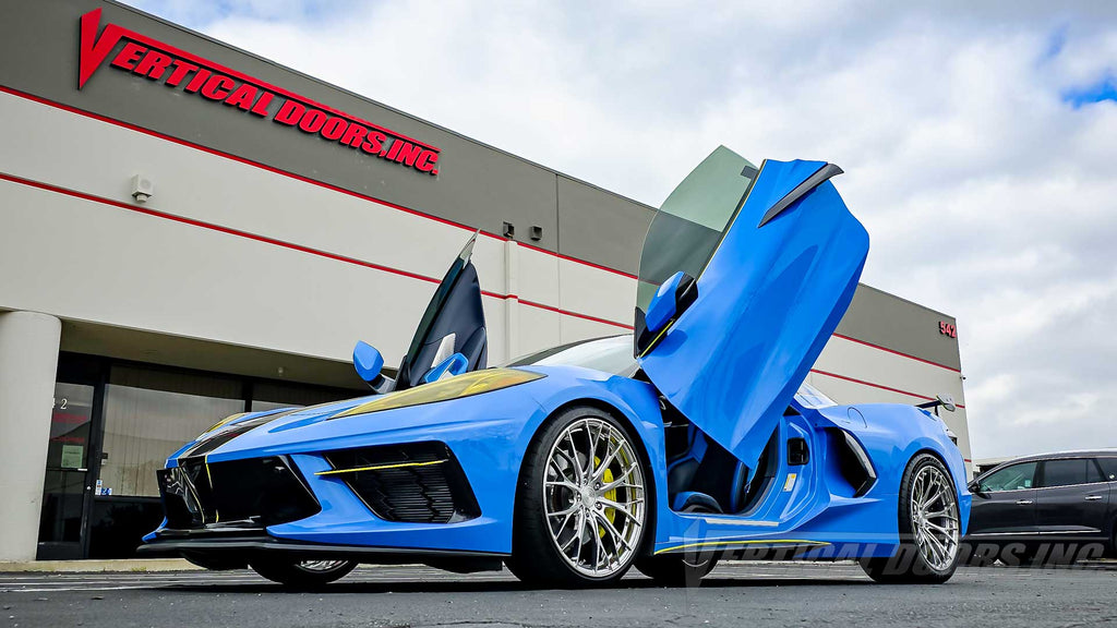 Darrel’s Chevrolet Corvette C8 from California with lambo door conversion kit by Vertical Doors, Inc.