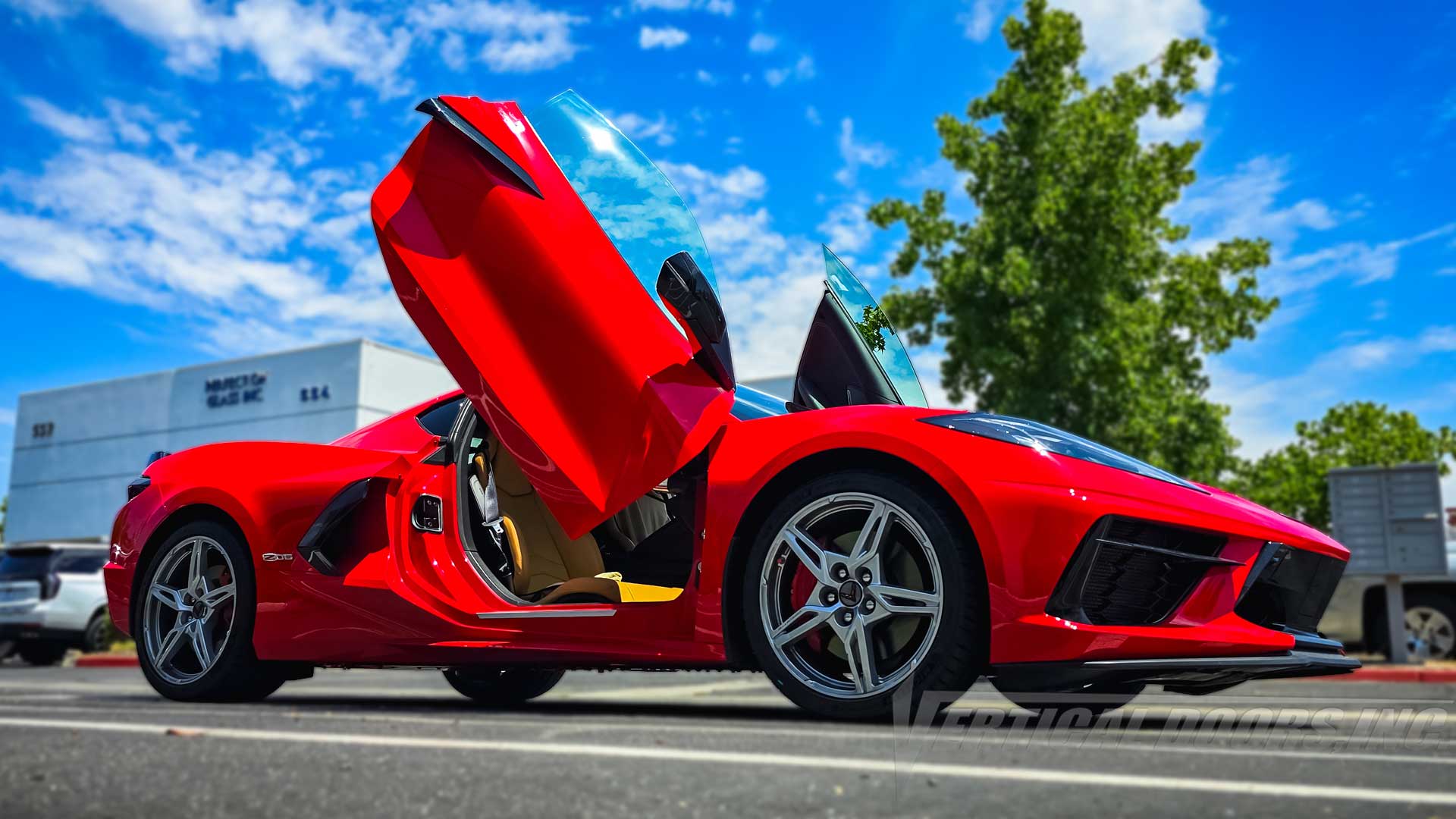 Tony’s Chevrolet Corvette C8 Gets the Ultimate Upgrade with a Vertical Lambo Door Conversion Kit by Vertical Doors, Inc. in Lake Elsinore, CA