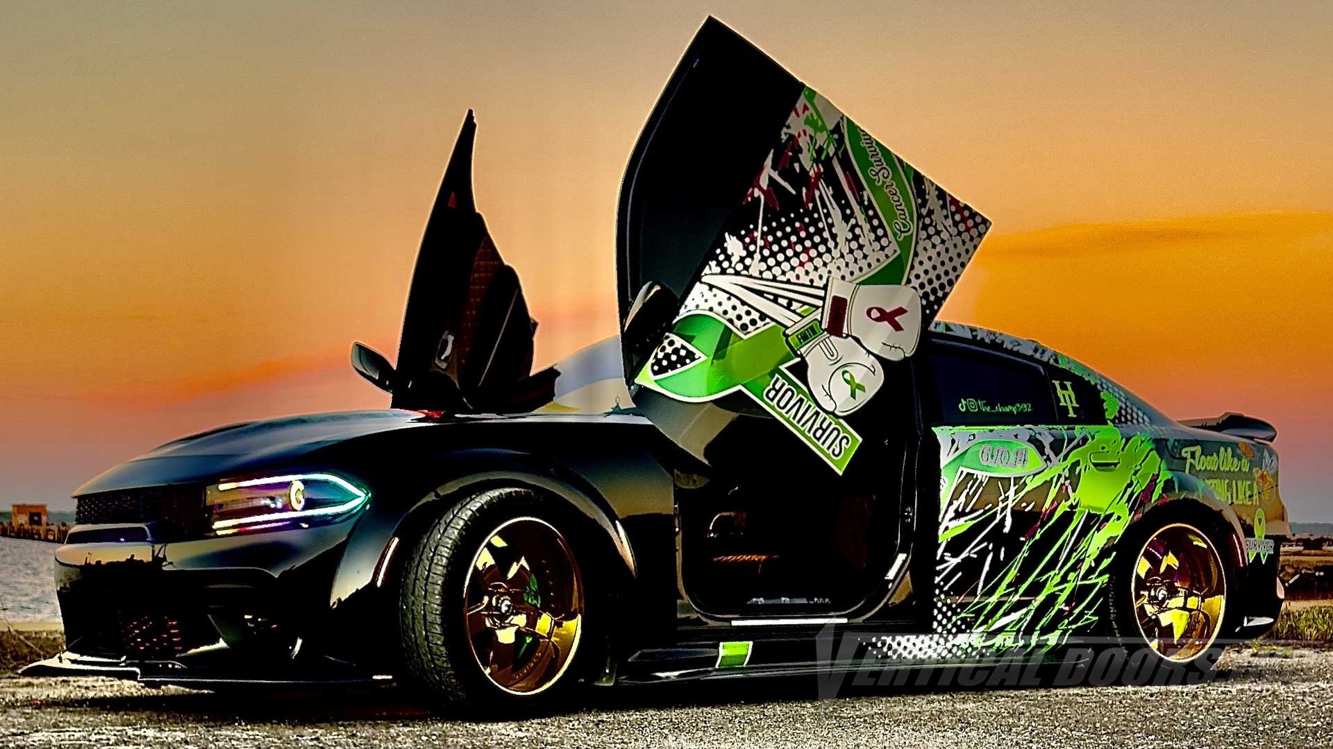 Dodge Charger 392 Widebody Scat Pack showing off Vertical Lambo Doors kit by Vertical Doors, Inc.