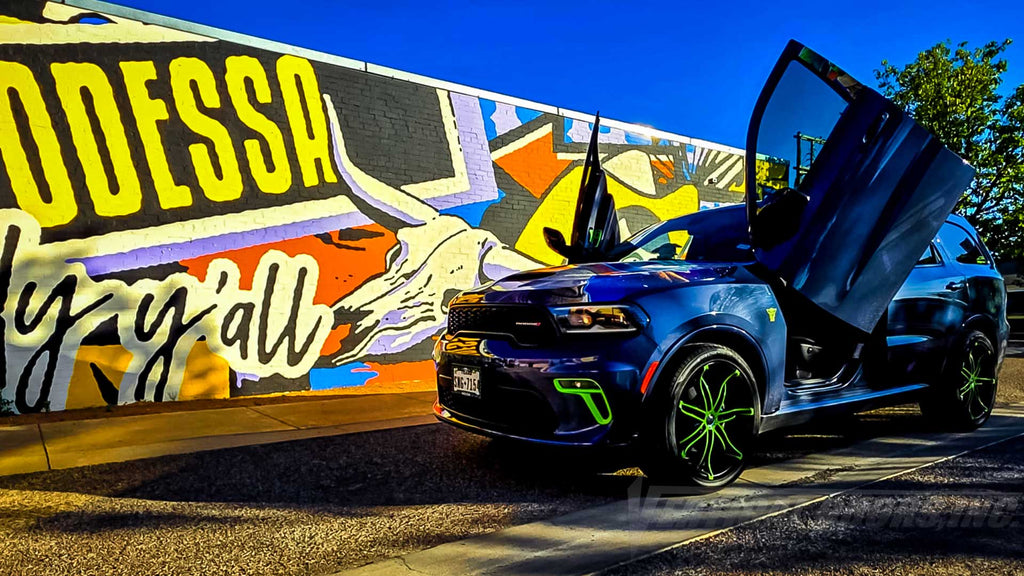 Turning Heads in Texas: @babyyoda_rango's Dodge Durango GT with Vertical Lambo Doors!