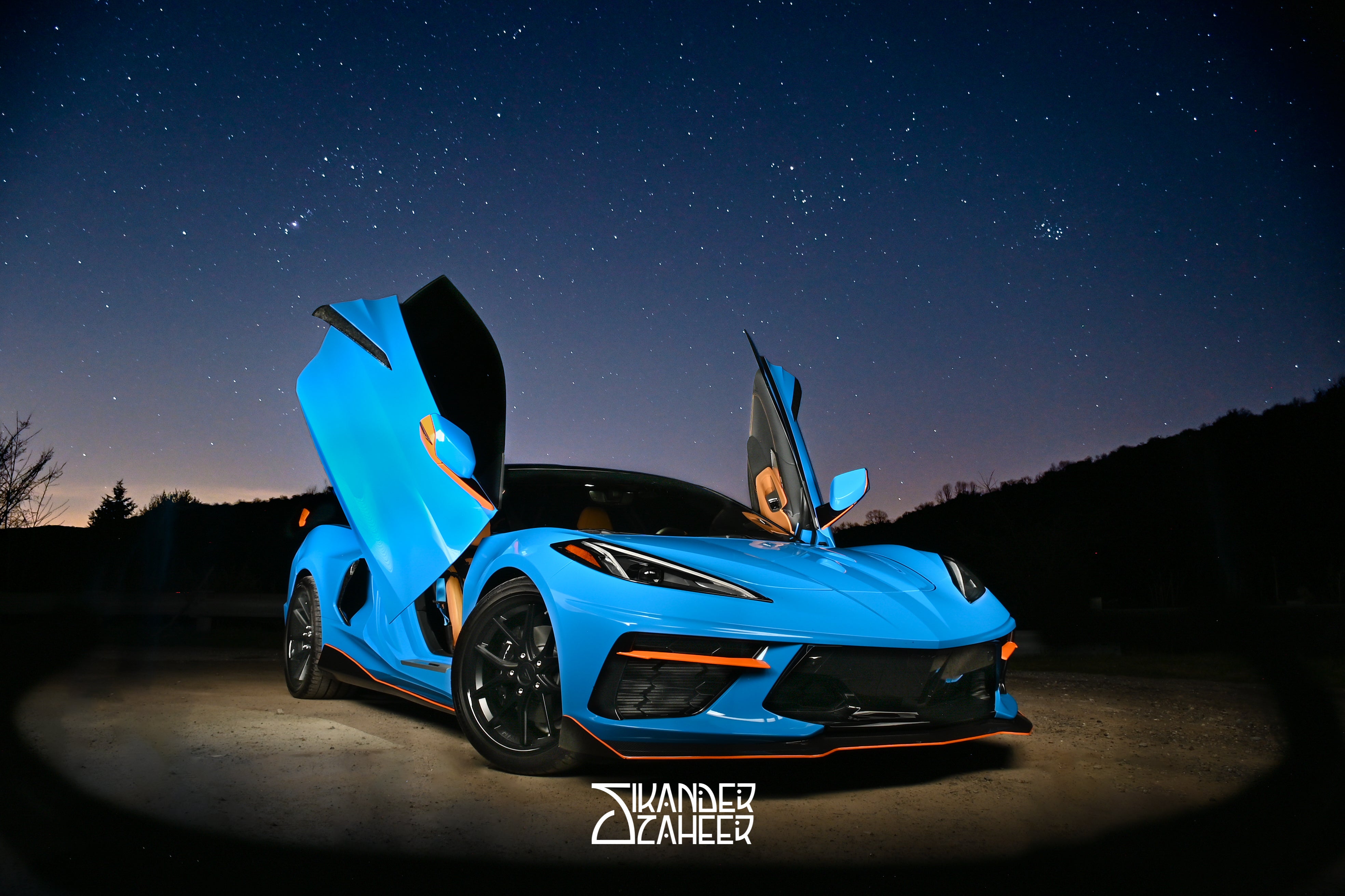Check out Andrew's @c8_v4s Chevrolet Corvette C8 from Canada featuring Vertical Doors, Inc., vertical lambo door conversion kit.