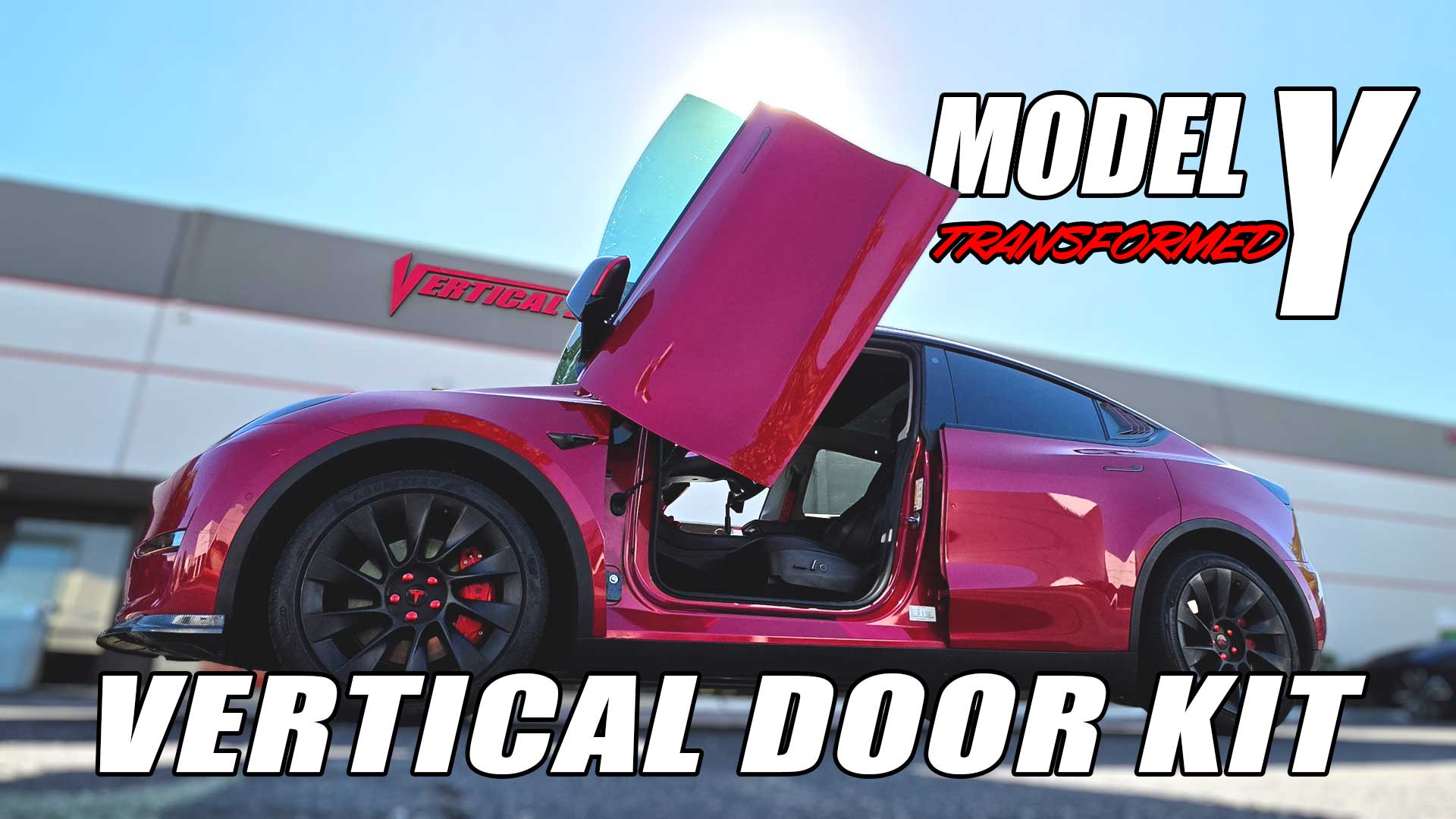 Red Tesla Model Y Vertical Lambo Door Installation | April 2026