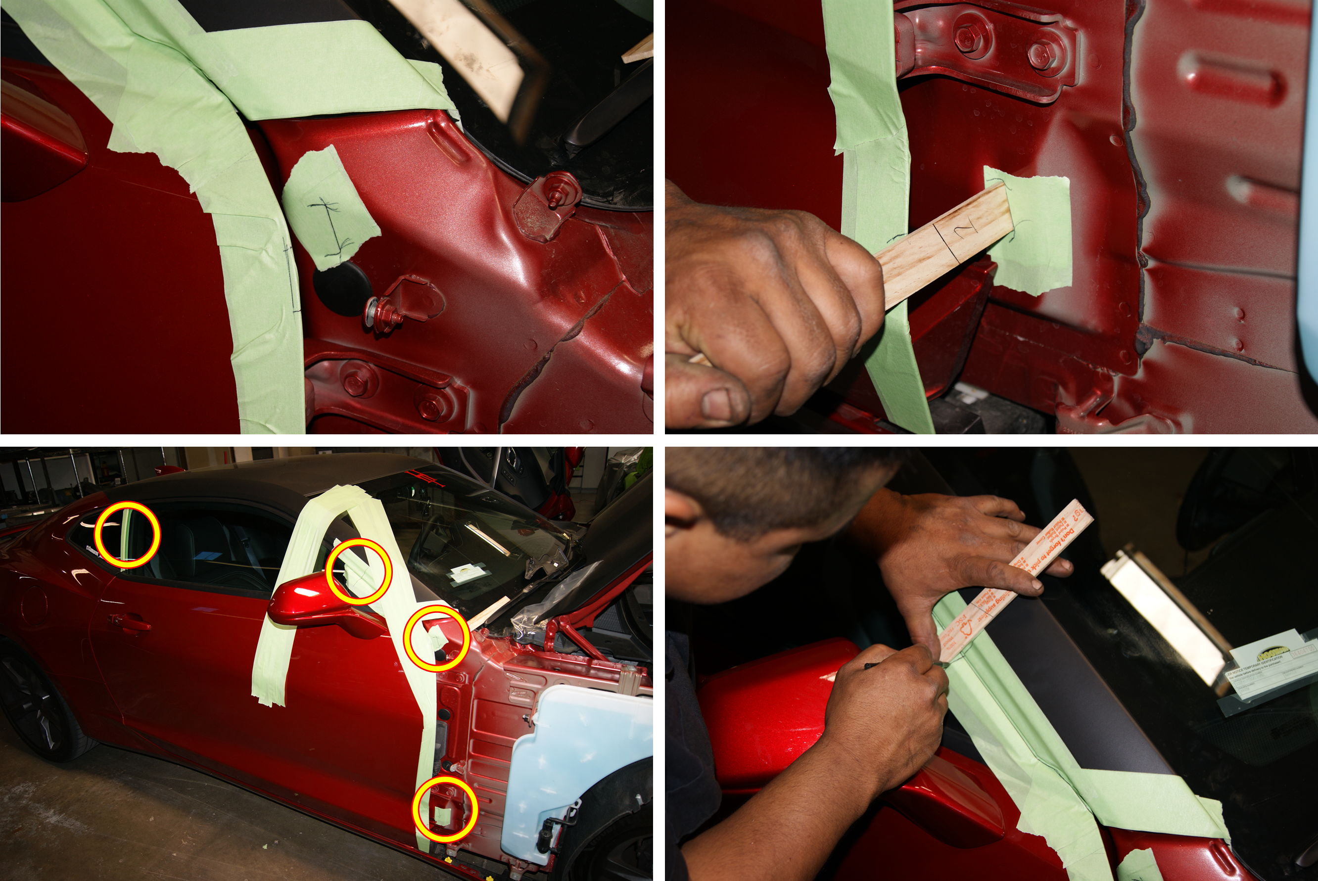 Door Conversion Installation, marking the factory door location. Vertical Lambo Door Install tips