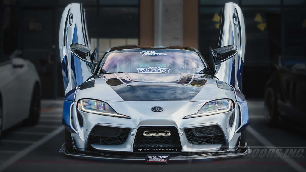Risto’s @risto_dzg 2020 Toyota GR Supra 3.0 Premium from El Paso Texas fully customized inside and out, and of course featuring Vertical Lambo Doors Conversion Kit from Vertical Doors, Inc.&nbsp;