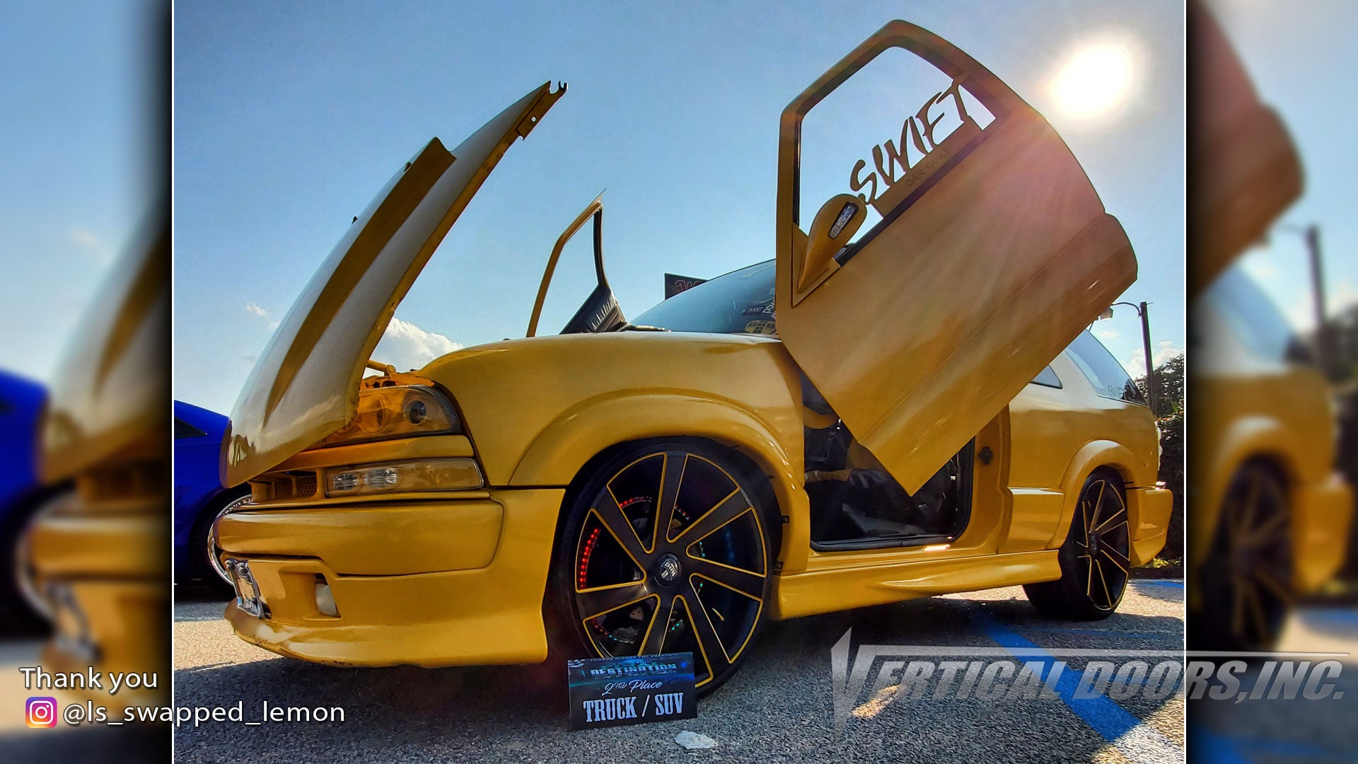 Justin's @ls_swapped_lemon Chevrolet Blazer Extreme from South Carolina featuring Vertical Lambo Doors Conversion Kit from Vertical Doors, Inc.