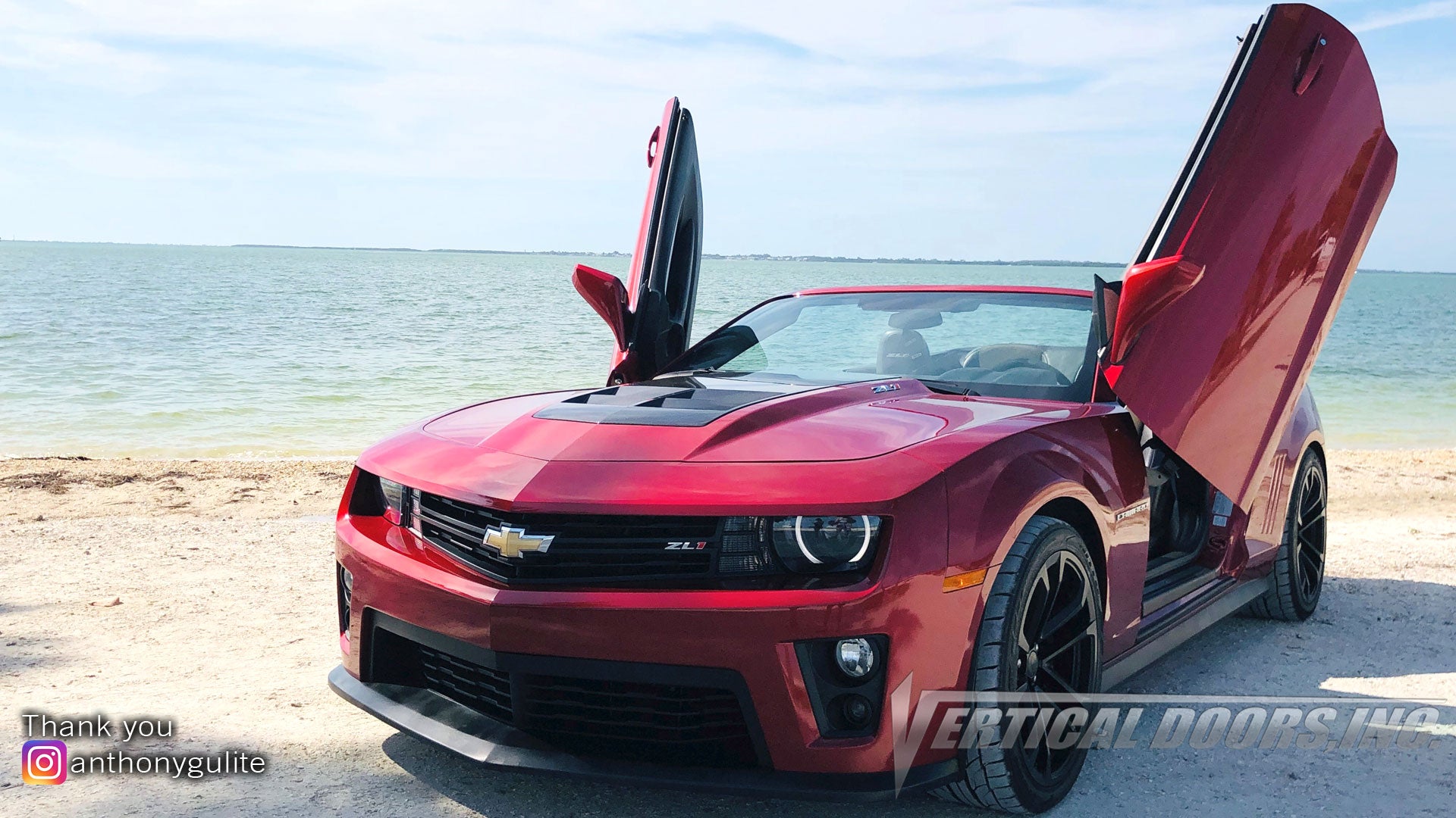 Installer | BadAss Rides LLC | Fort Myers, FL | Chevrolet Camaro featuring Vertical Doors, Inc. vertical lambo doors conversion kit.