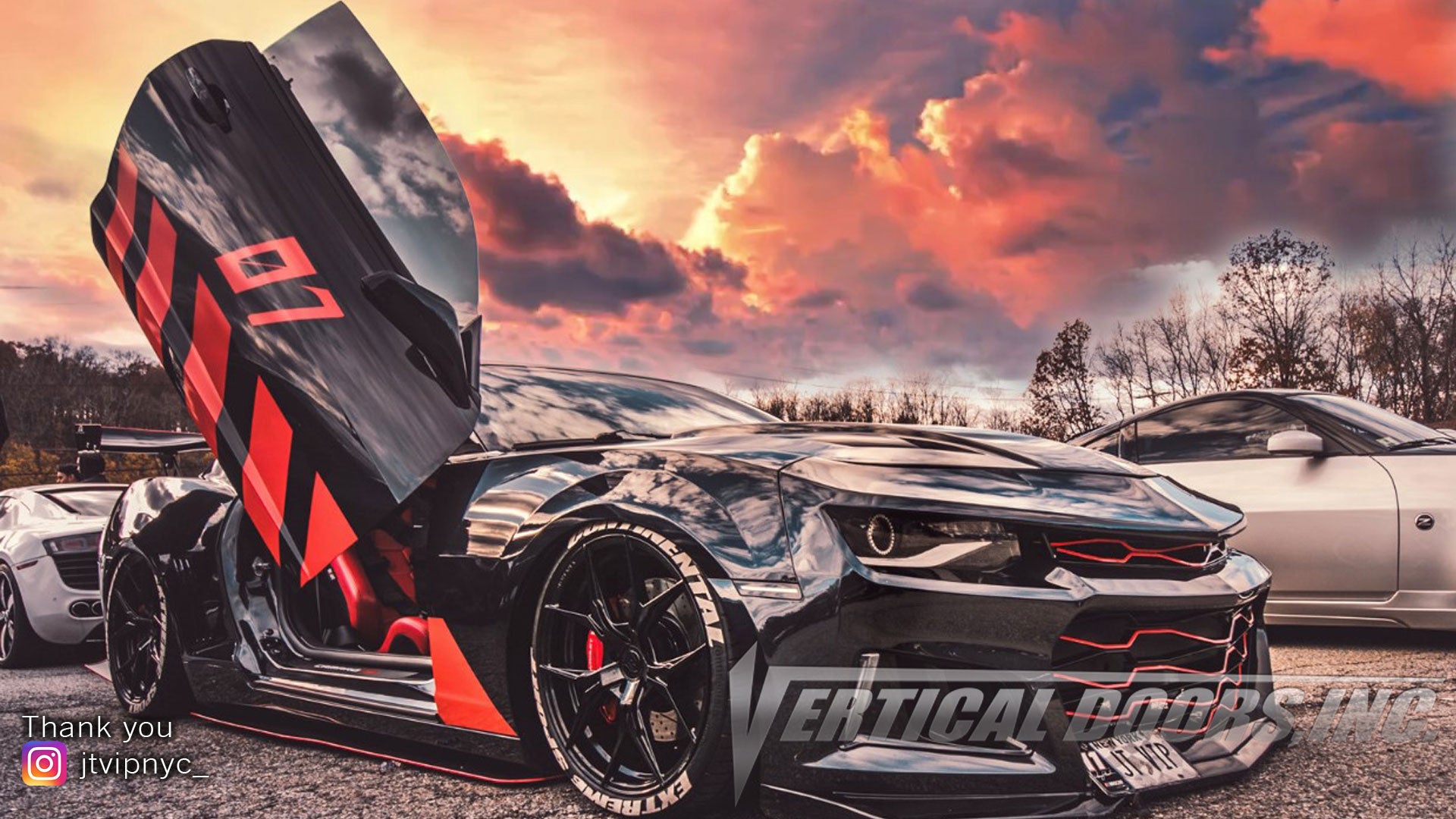 John's Chevy Camaro from NY featuring Vertical Doors, Inc., Vertical Lambo Door Conversion Kit.