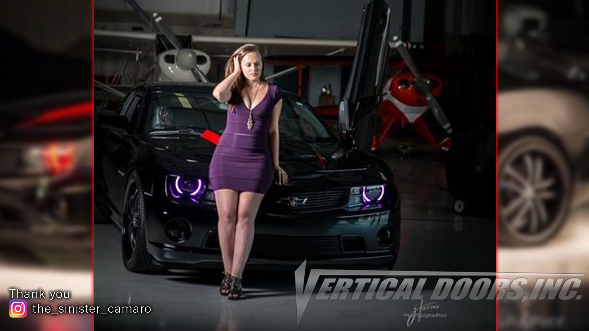 JR's Chevy Camaro "SINISTER Camaro" featuring Vertical Doors, Inc. vertical lambo doors conversion kit.