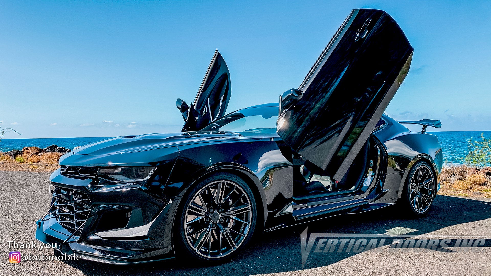 Check out Darius's @bubmobile 2018 Camaro ZL1 featuring Vertical Lambo Doors Conversion Kit from Vertical Doors, Inc.