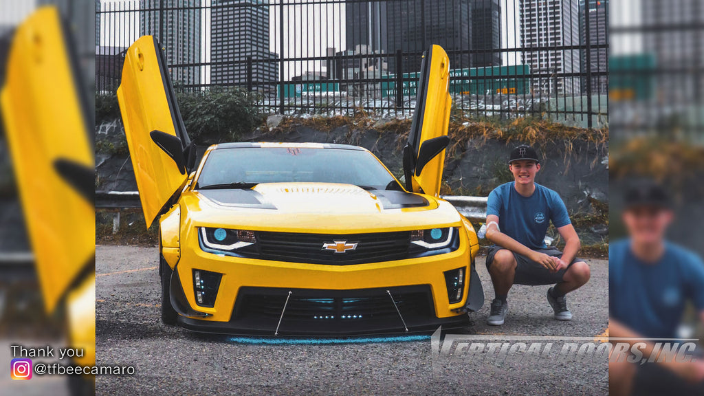 Check out Kaiden's @tfbeecamaro Chevrolet Camaro 2SS from California featuring Vertical Lambo Doors Conversion Kit from Vertical Doors, Inc.