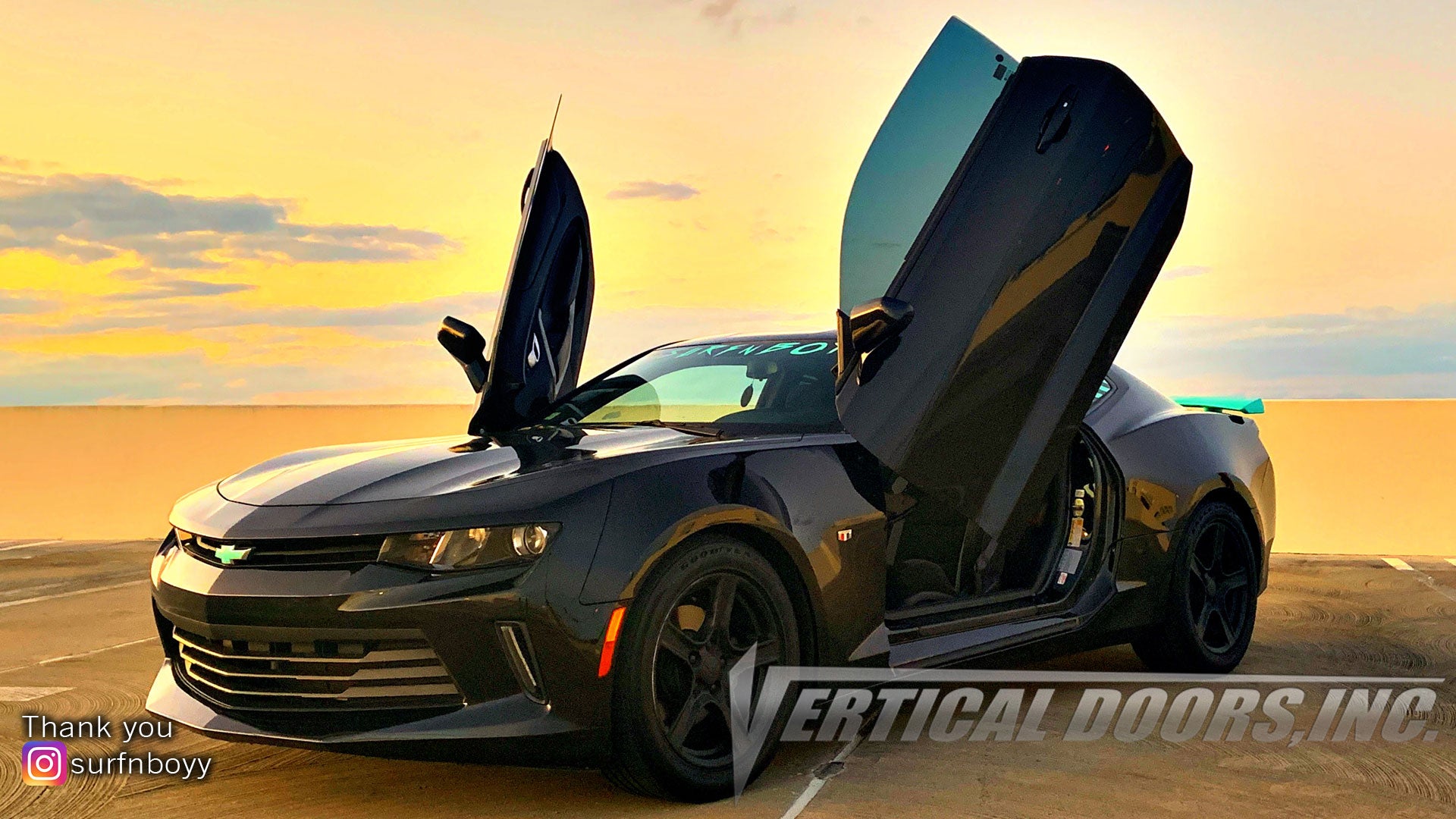 Surfnboyy's 2017 Camaro featuring Vertical Doors's Inc., Vertical Lambo Doors Conversion Kit.