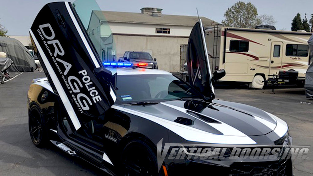 Santa Barbara Police Department "DRAGG Car" Featuring Vertical Doors, Inc., Vertical Lambo Door Conversion Kit