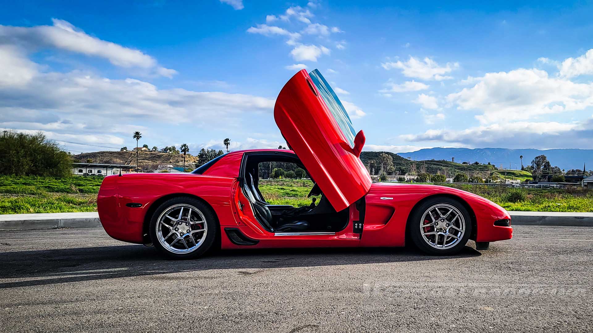 Vertical Lambo Doors Conversion Installation on a Chevrolet Corvette C5 Z06 at Vertical Doors, Inc. 2/13/23