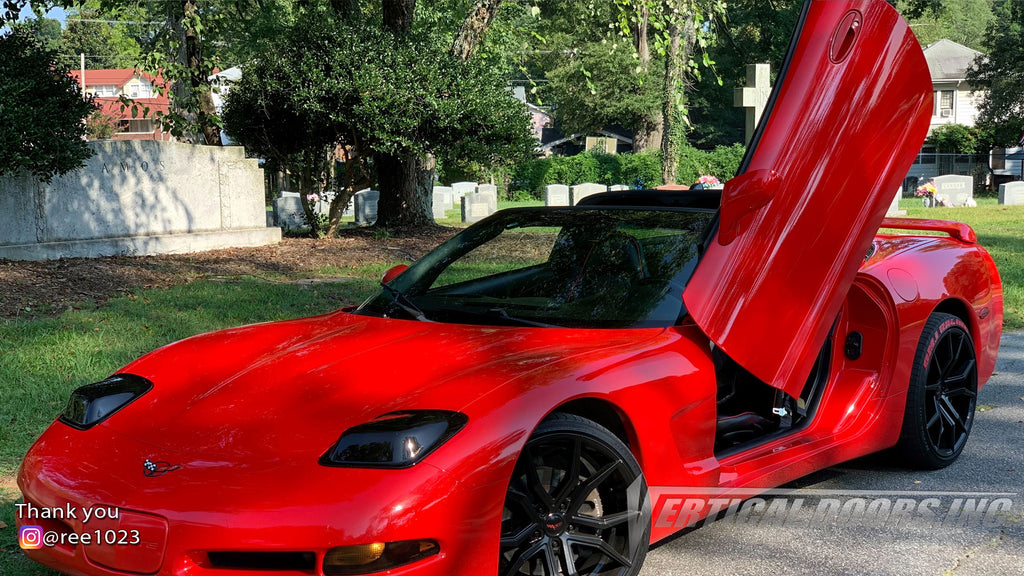 Check out Marie's Corvette C5 from North Carolina featuring Vertical Doors, Inc. vertical lambo doors conversion kit.