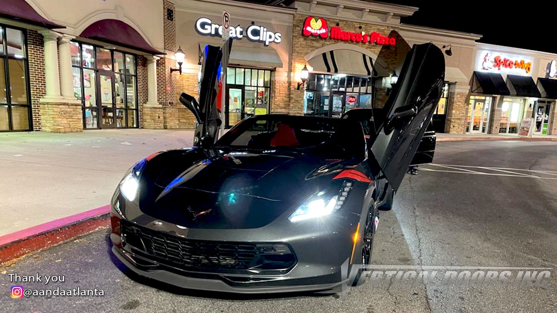 Installer | A and A Atlanta Automotive | Conyers, GA | Chevrolet Corvette C7 featuring Vertical Doors, Inc., vertical lambo doors conversion kit.