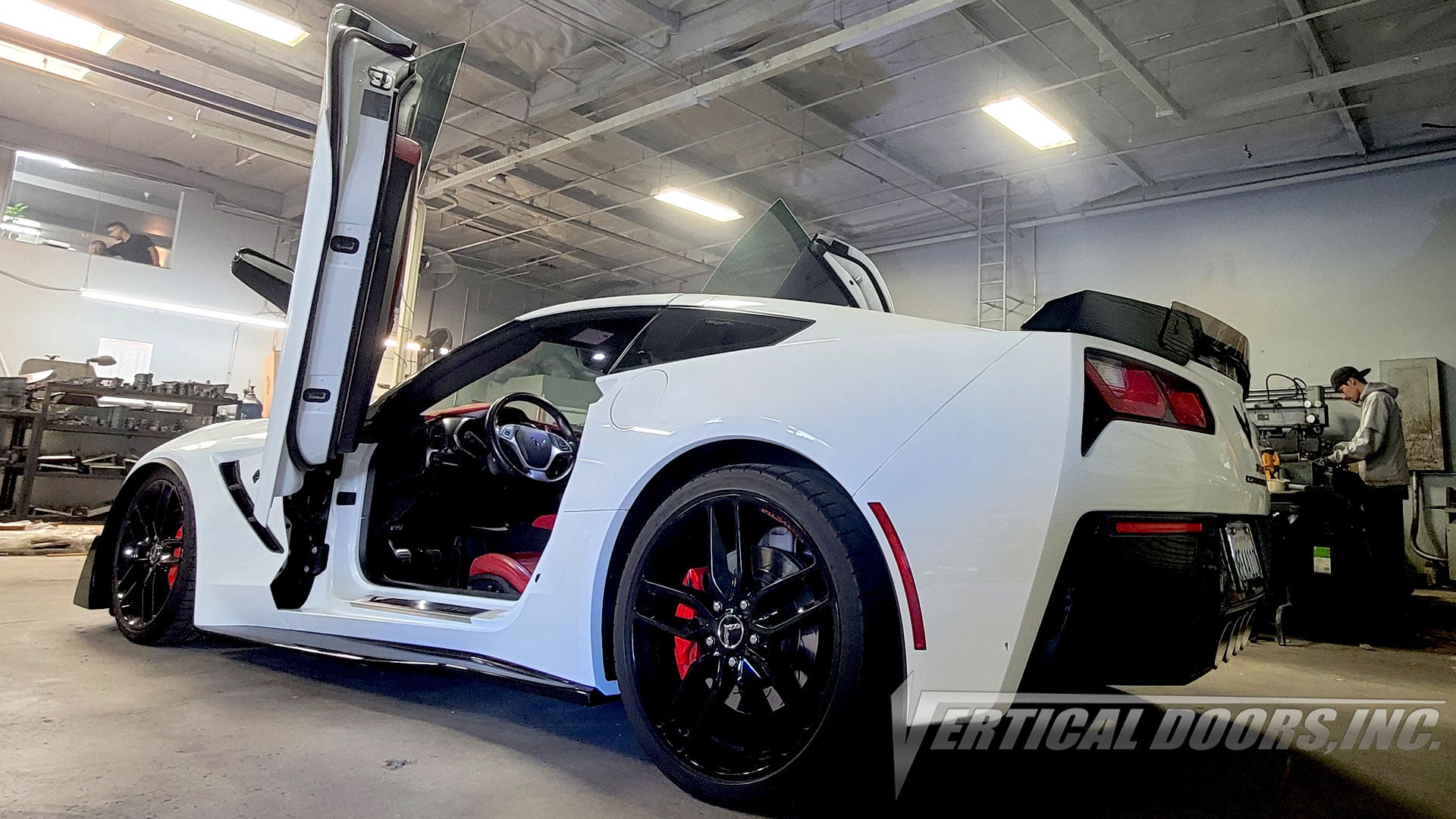 Chevrolet Corvette C7 with Vertical Doors, Inc., vertical lambo door conversion kit.
