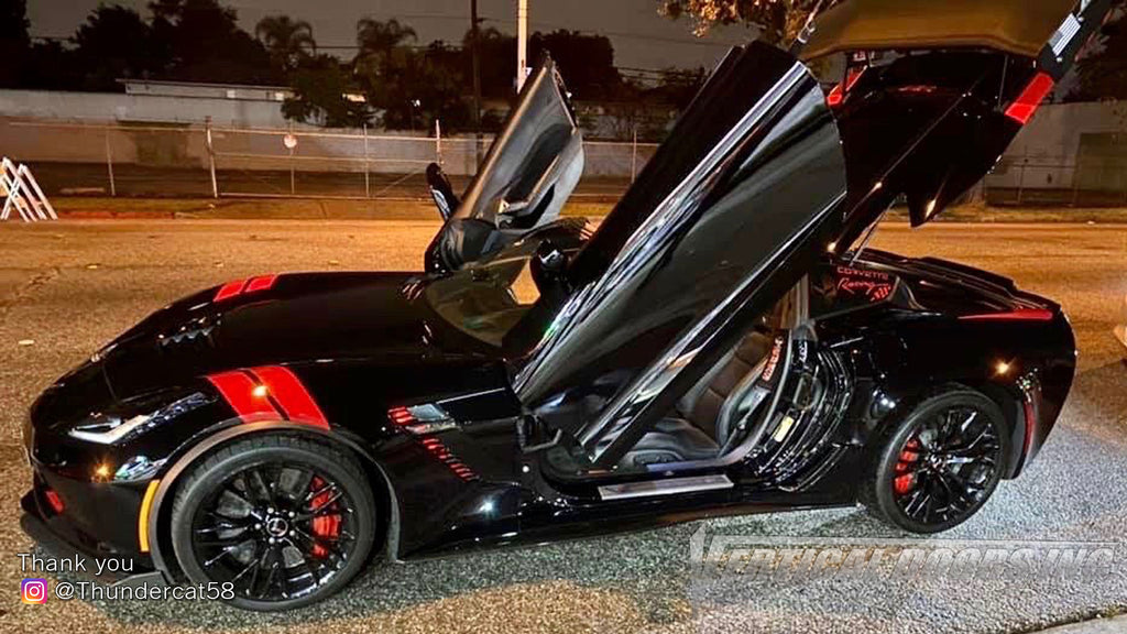 Check out Michael's @Thundercat58 Chevrolet Corvette C7 from California featuring and Vertical Doors, Inc., vertical lambo doors conversion kit.