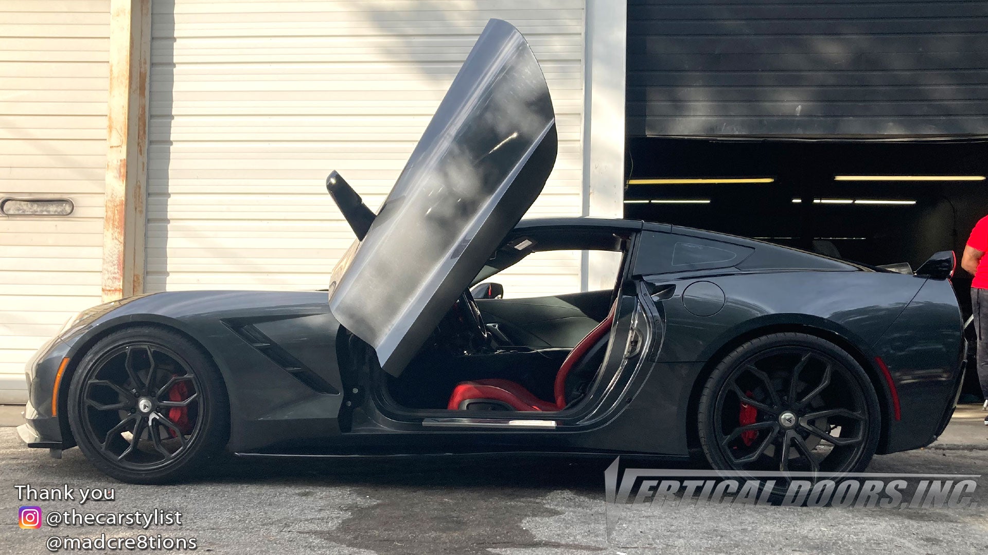 Installer | Mad Creations ATL | Atlanta, GA | Chevy Corvette C8 featuring Vertical Lambo Doors Conversion Kit by Vertical Doors, Inc.