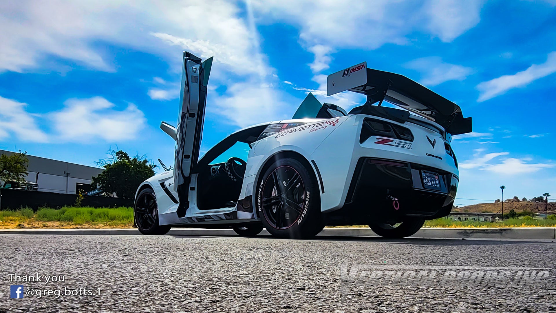 Greg's Chevrolet Corvette C7 from California featuring Vertical Door conversion kit by Vertical Doors, Inc. AKA "Lambo Doors"