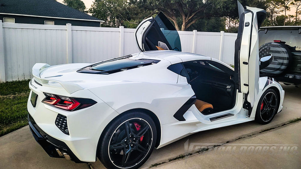 Check out Eric's Chevy Corvette C8 with Vertical Door conversion kit by Vertical Doors, Inc. AKA "Lambo Doors"