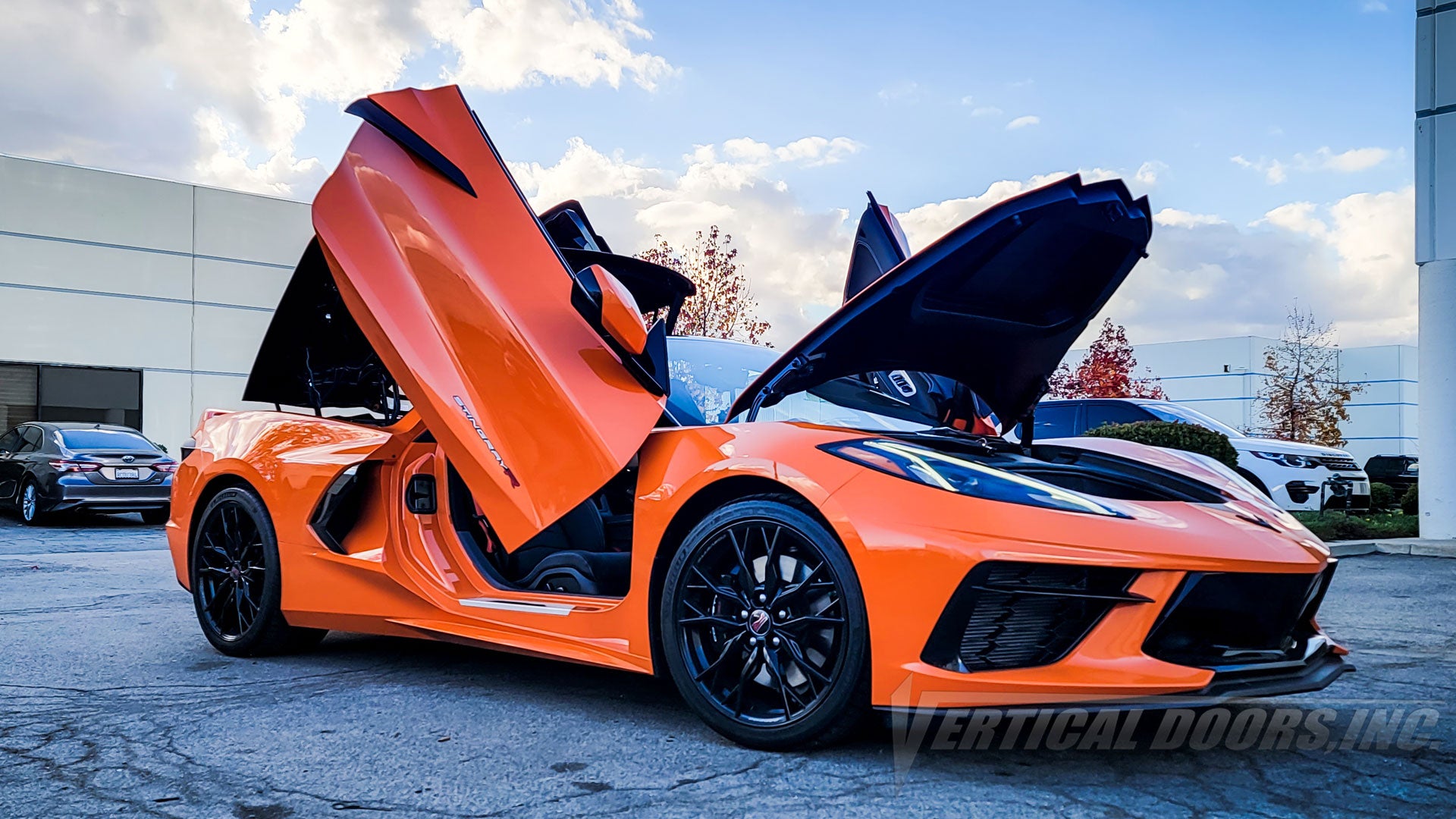 Chevrolet Corvette C8 featuring Door conversion kit by Vertical Doors, Inc. AKA "Lambo Doors"